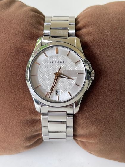 GUCCI G Timeless Watch Ladies Swiss Quartz 126.5 YA126523 White Dial 27 mm รูปที่ 3