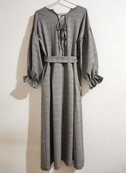 เดรสยาวลายสก็อต สีน้ำตาล รูปที่ 8