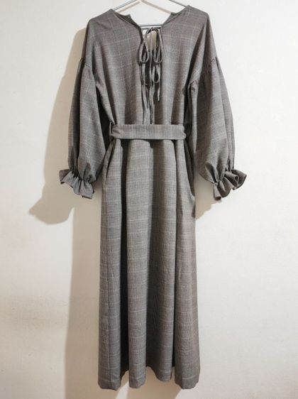 เดรสยาวลายสก็อต สีน้ำตาล รูปที่ 11