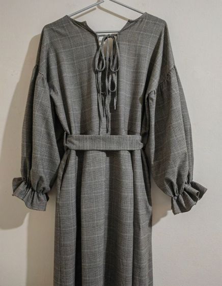 เดรสยาวลายสก็อต สีน้ำตาล รูปที่ 12