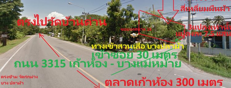 ขาย ที่ดิน ทำเลดี ที่ถมแล้ว ใกล้ถนนลาดยาง เส้น เก้าห้อง 3351 - บางแม่หม้าย อยู่ตรงข้ามวัดกกม่วง ปากทางเข้าสวนเสือ บางปลาม้า รูปที่ 2