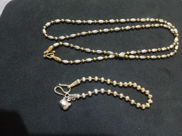 สร้อยคอ 20"และข้อมือพร้อมจี้คิดตี้ สองกษัตริย์เนื้อเงิน,ทอง