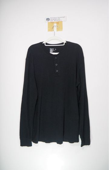 Hanes Originals Men's Henley T-Shirt, Long Sleeve Cotton Henley Tees for Men รูปที่ 2