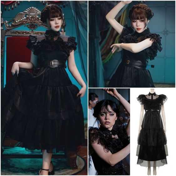 อื่นๆ เดรส | จั๊มสูท ฟรีไซส์ ไม่มีแขน เดรสดำ คอสเพลย์ฮาโลวีน