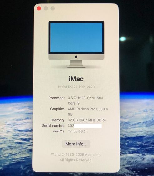 Apple iMac Core i9 3.6 GHz 10-Core Retina 5K, 27-inch 2020 รูปที่ 3