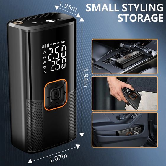 เครื่องสูบลมยาง ที่สูบลมรถยนต์ 50000mAh มอเตอร์ไซค์ เติมลม ปั้มลมไฟฟ้า เครื่องสูบลมไฟฟ้า เครื่องสูบลมรถ รูปที่ 9