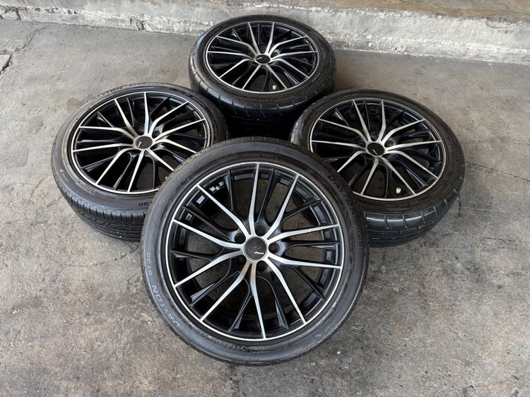 17" ล้อแม็กขอบ17 5รู100 กว้าง7.5 ออฟ38 มีรอยตามการใช้งาน พร้อมยาง225-45-17 ปี23x2 22x2 ปีแท้