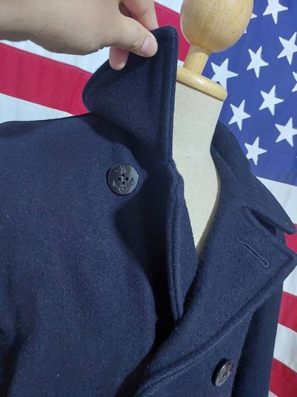 เสื้อโค้ทผ้าวูลทรงทหารเรือ Schott Mens 740N Peacoat Made in USA Dark Navy Size 40 ผ้าวูลหนาสีกรมท่า รูปที่ 8