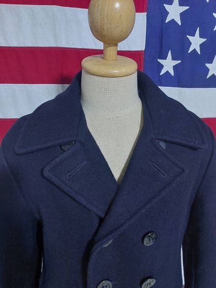 เสื้อโค้ทผ้าวูลทรงทหารเรือ Schott Mens 740N Peacoat Made in USA Dark Navy Size 40 ผ้าวูลหนาสีกรมท่า รูปที่ 3