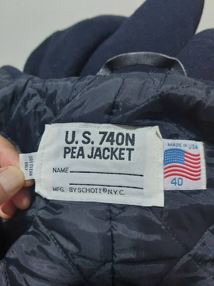 เสื้อโค้ทผ้าวูลทรงทหารเรือ Schott Mens 740N Peacoat Made in USA Dark Navy Size 40 ผ้าวูลหนาสีกรมท่า รูปที่ 12