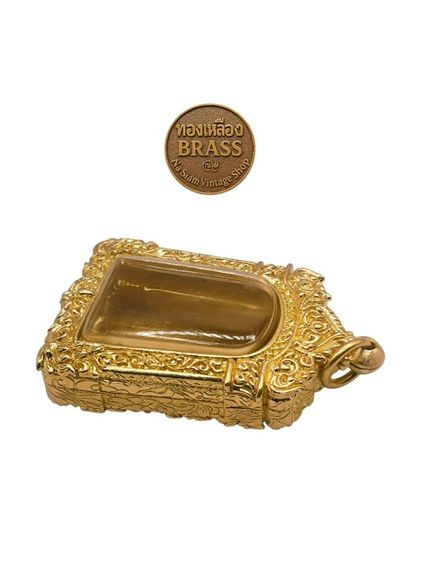 ราคา 270 รวมส่ง ตลับพระ สมเด็จเนื้อทองเหลืองแท้ หลังปิดลายพระพุทธรูป นูนต่ำ งานดิบ ไม่ชุบ รูปที่ 4