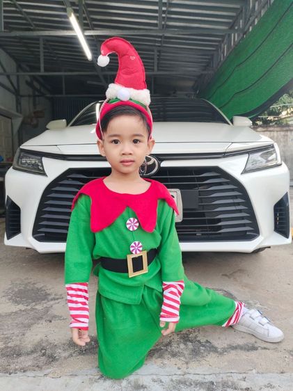 ชาย M อื่นๆ ชุดเอลฟ์เด็ก ชุดแฟนซีเด็ก สีเขียว-แดง ครบเซ็ต