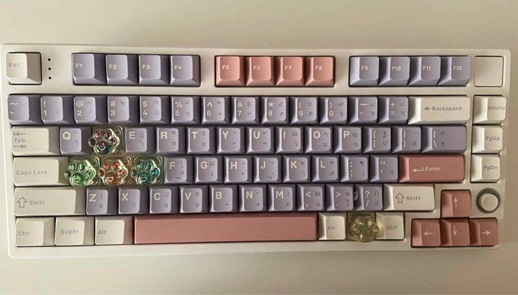 Hello Ganss HS75T Hotswap RGB Bluetooth Keyboard Hotswap คีย์บอร์ดไร้สาย Mechanical Keyboard มือสอง ใช้งานได้ดี(ต้องลูปปุ่มใหม่)