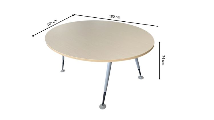 โต๊ะประชุม 6 ที่นั่ง รูปทรงวงรี ขาเหล็ก สีน้ำตาลอ่อน  รูปที่ 8