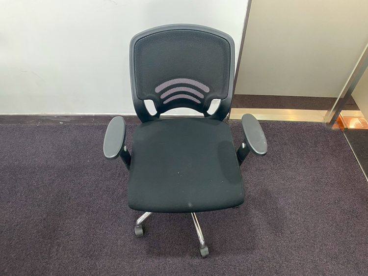 เก้าอี้สำนักงาน ขาเหล็ก เบาะผ้า พนักพิงตาข่าย สีดำ ยี่ห้อ perfect รูปที่ 4