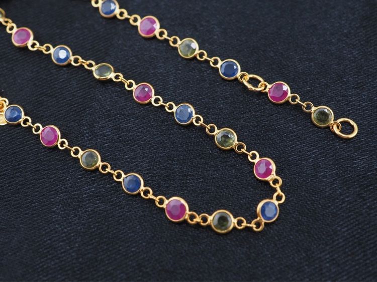 สร้อยข้อมือพลอยหลายสี ตัวเรือนทองคำแท้ 18k  รูปที่ 3