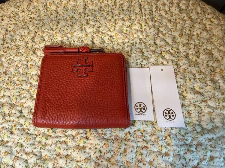 Tory Burch Orange Compact Wallet ของแท้มือสอง สภาพใหม่มาก รูปที่ 2