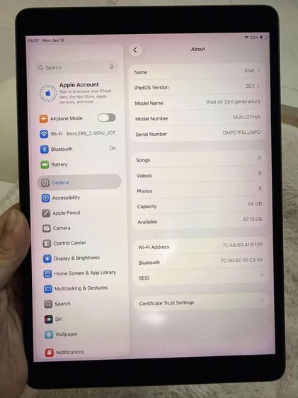 Apple 64 GB ไอแพด แอร์3 64GB