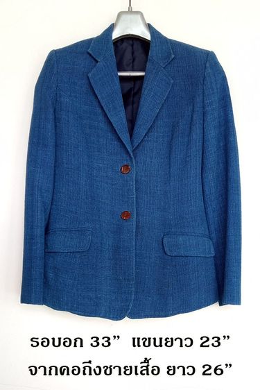 M แขนยาว เสื้อสูทผู้หญิงสีฟ้าเข้ม เนื้อผ้าดี ราคาถูก