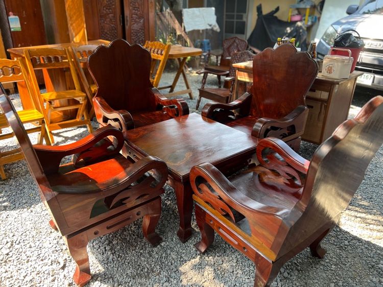 ชุดรักแขด โต๊ะ เก้าอี้ไม้สักทั้งชุด รูปที่ 3