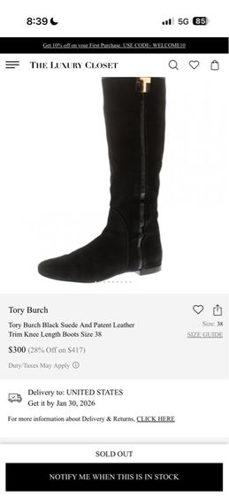 รองเท้าบู๊ทหนังแท้แบรนด์ Tory Burch แท้ ไซส์ 6 ความยาว 23 ซม. หนังแท้สวยมากๆแต่งโลหะแบรนด์สีทอง สภาพดีค่ะ รูปที่ 2