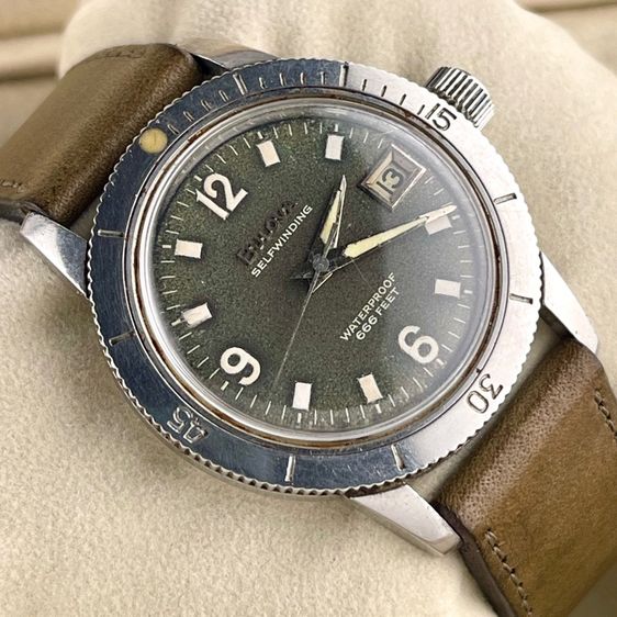 Rare Bulova Devil Diver 666 Feet Green Dial  Automatic Date Stainless Steel Swiss Circa 1960's รูปที่ 2