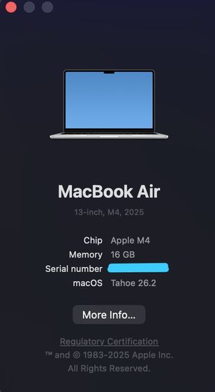 MacBook Air 13" M4 16.256 ครบกล่อง สภาพนางฟ้า แบต100 มีประกัน แถมเคส  💻✨ รูปที่ 10