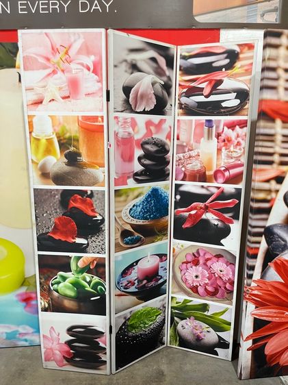 ฉากกั้น 3 บาน ลายทั้ง 2 ด้าน พับเก็บเลื่อนได้ รูปที่ 4