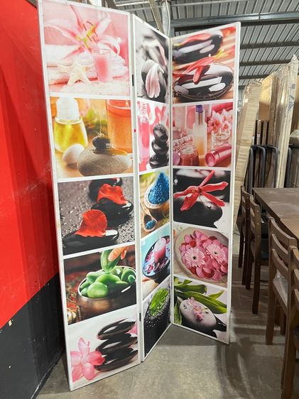 ฉากกั้น 3 บาน ลายทั้ง 2 ด้าน พับเก็บเลื่อนได้ รูปที่ 8