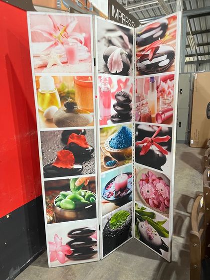 ฉากกั้น 3 บาน ลายทั้ง 2 ด้าน พับเก็บเลื่อนได้ รูปที่ 7