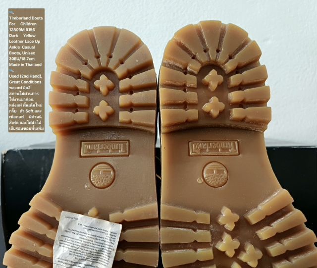 Timberland Boots For Children, Unisex 30EU(18.7cm) ของแท้ มือ 2 สภาพเก่าเก็บ ไม่ผ่านการใช้งานมาก่อน, รองเท้า Timberland มีตำหนิตามรายละเอียด รูปที่ 11