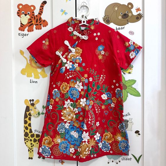 แดง ชุดกี่เพ้าเด็กหญิง