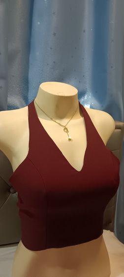 ไม่มีแขน อื่นๆ S อื่นๆ อื่นๆ เสื้อคล้องคอ สีเชอร์รี่