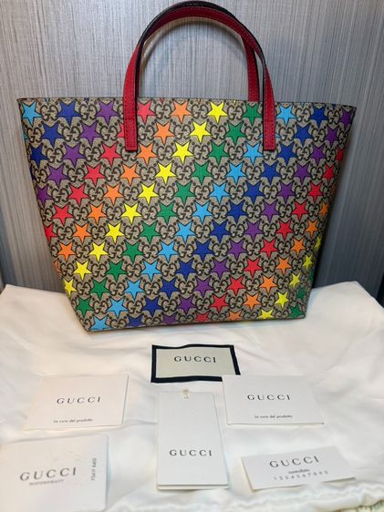 หนังแท้ ไม่ระบุ หลากสี Gucci tote Kids Rainbow Star Kept Unused ของแท้มือสอง สภาพสวยใหม่นอนตู้ 