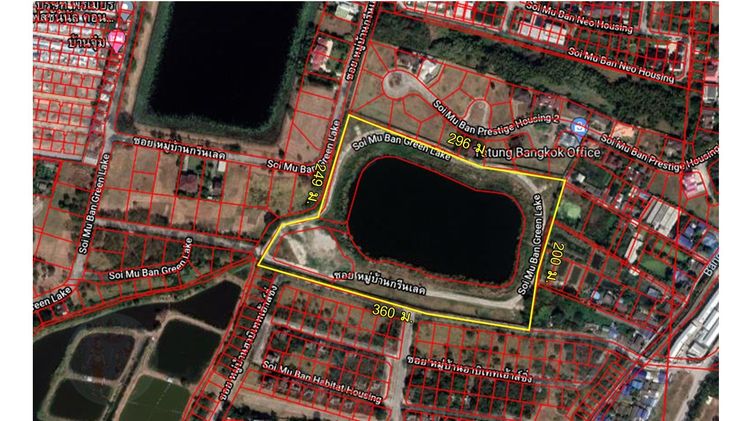 ขายด่วน ที่ดินแปลงสวย หมู่บ้าน กรีน เลค บางนา-ตราด กม.12 