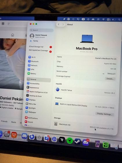 MacBook Pro m3 Max 64gb ram 2TB 12 รอบ  รูปที่ 2