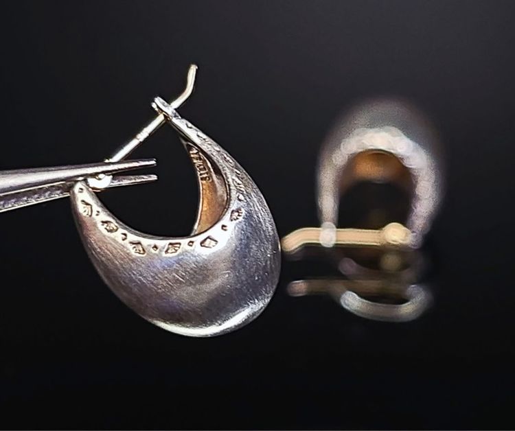 📌ต่างหูเรือนเงินแท้ ก้านทองแท้ K10💛  รูปที่ 3