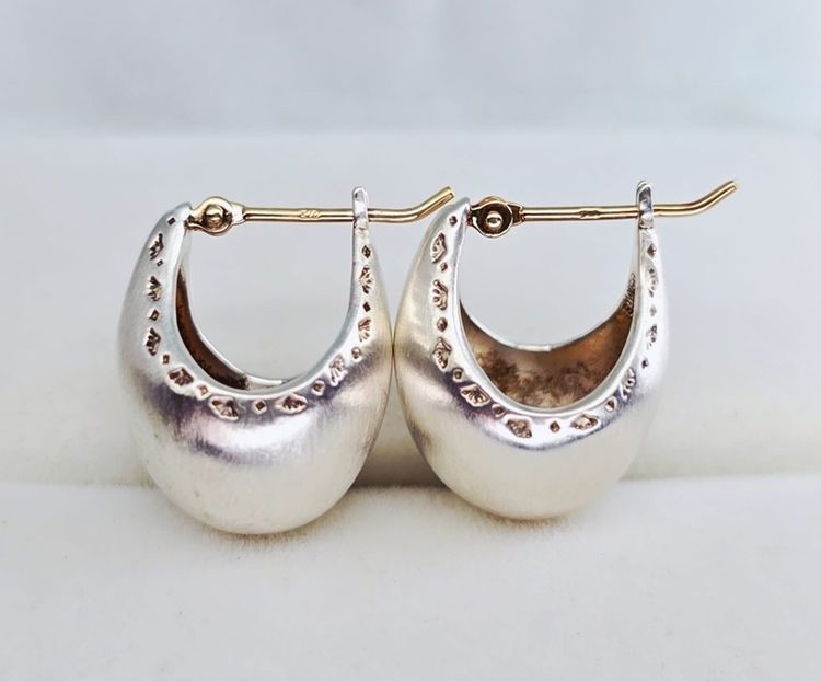 📌ต่างหูเรือนเงินแท้ ก้านทองแท้ K10💛  รูปที่ 4