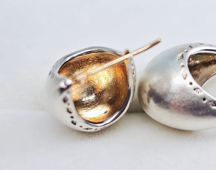 📌ต่างหูเรือนเงินแท้ ก้านทองแท้ K10💛  รูปที่ 5