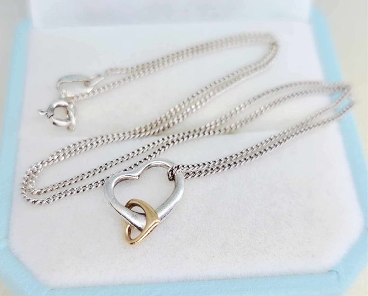📌สร้อยคอเรือนเงินแท้ ประดับหัวใจอันเล็กสีทอง เป็นทองแท้ K10 💛  รูปที่ 2