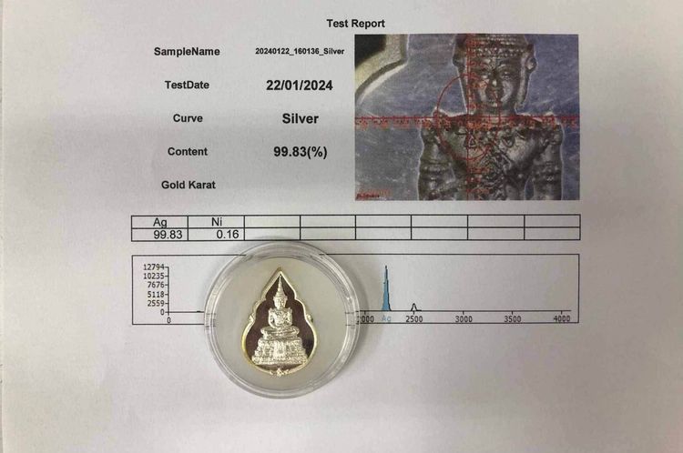 เหรียญพระแก้วมรกต ครบรอบ 64 ปี กรมสรรพสามิต พ.ศ.2539 เนื้อเงินขัดเงา ทรงหยดน้ำ พร้อมตลับ รูปที่ 7