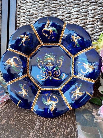 เซรามิคเก่า จานวินเทจ แบรนด์ "GIEN" จากฝรั่งเศส สไตล์เรเนซองส์ 