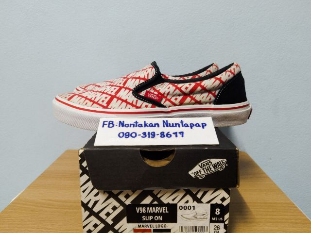 Vans V98 Marvel Slip On 🔴⚪ 🇯🇵🇯🇵 Japan Edition 🇯🇵🇯🇵
Colour Marvel Logo
Size US8 EUR41 CM260
สภาพ มือสอง รองเท้า กล่องครบ ป้ายครบ รูปที่ 2