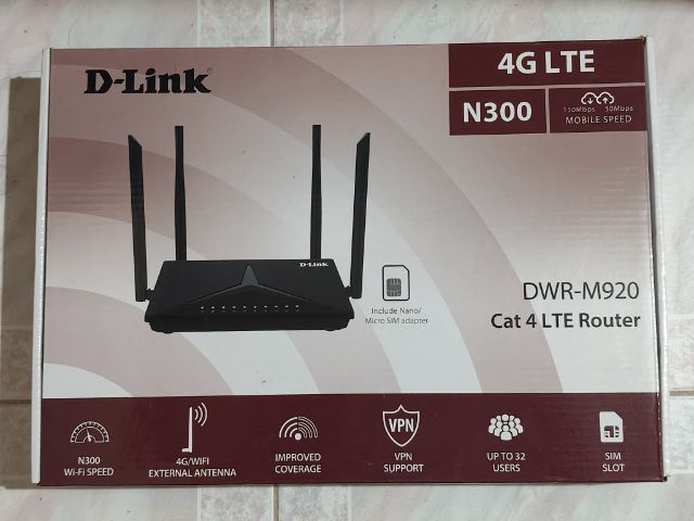 เราเตอร์ D-Link 4G LTE รุ่นDWR-M920ใส่ซิมกระจายอินเทอร์เน็ตได้สัญญานเเรงชัดN300 ความเร็ว150เมก สภาพใหม่ใช้งานน้อยมาก