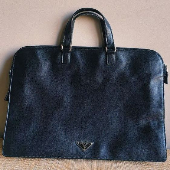 ไม่ระบุ หนังแท้ Prada Saffiano Travel Briefcase VR0023 สีดำ ซื้อตรงจากอิตาลี Full set like new
