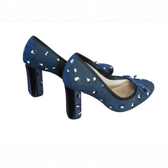 รองเท้าส้นสูง 3 นิ้ว Clarks หนังกลับสีน้ำเงิน สภาพดีมาก