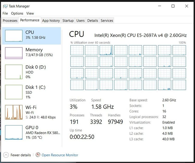 Work Station CPU 2697A v4 16-32 cores-threads 48GB-Ram MBX99Dual รูปที่ 6