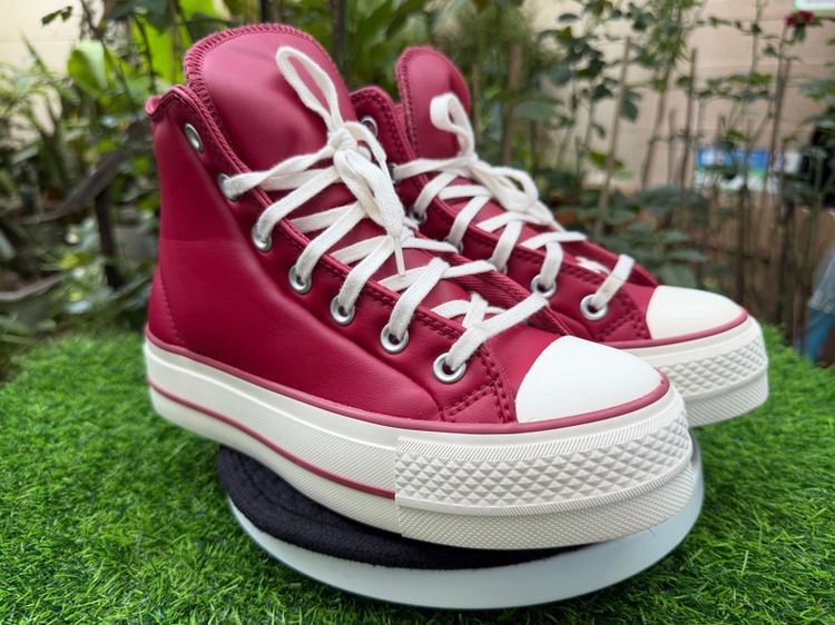 Converse All Star หุ้มข้อแท้ ผู้หญิง สีแดงไวน์ สภาพใหม่มาก รูปที่ 2