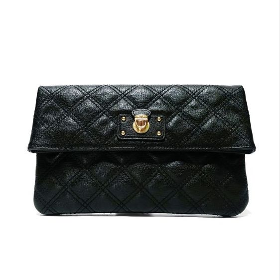 ดำ หนังแท้ New ( Kept Unused ) MARC JACOBS Eugenie Quitted Leather Clutch