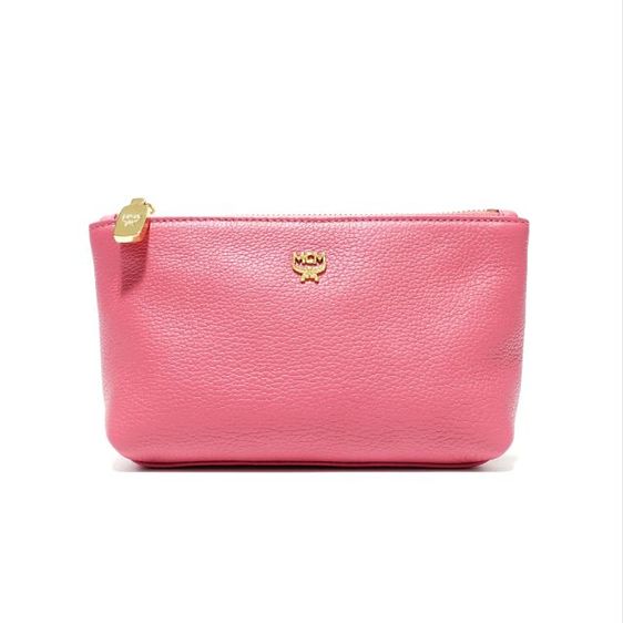 ชมพู หนังแท้ New MCM Pink Leather Pouch Bag